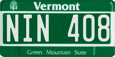 VT license plate NIN408