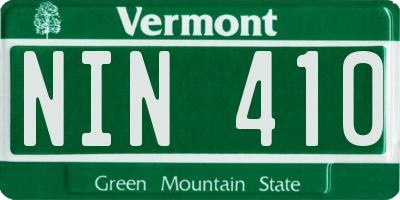 VT license plate NIN410