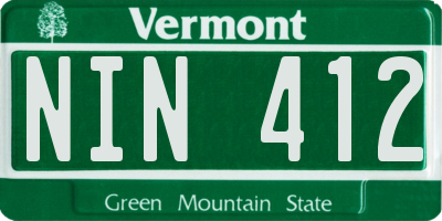 VT license plate NIN412
