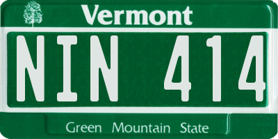 VT license plate NIN414