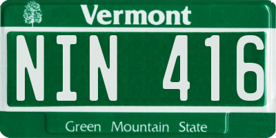 VT license plate NIN416