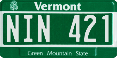 VT license plate NIN421