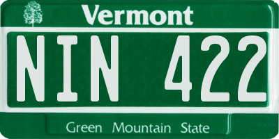 VT license plate NIN422