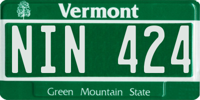 VT license plate NIN424