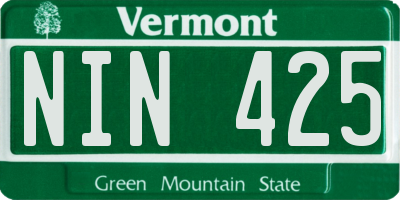 VT license plate NIN425