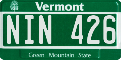 VT license plate NIN426