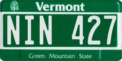 VT license plate NIN427