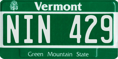 VT license plate NIN429