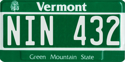 VT license plate NIN432