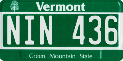 VT license plate NIN436