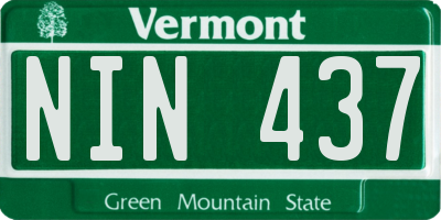 VT license plate NIN437