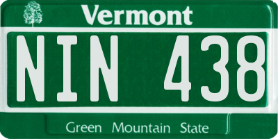 VT license plate NIN438