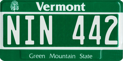 VT license plate NIN442