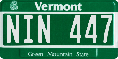 VT license plate NIN447