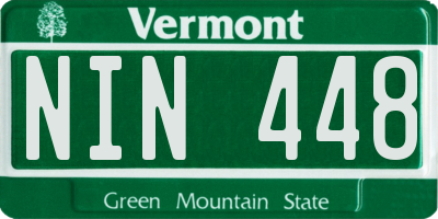 VT license plate NIN448