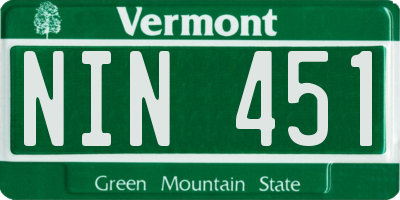 VT license plate NIN451