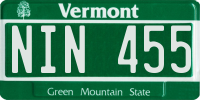 VT license plate NIN455