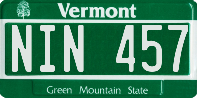 VT license plate NIN457
