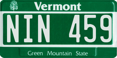 VT license plate NIN459