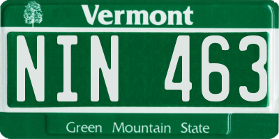 VT license plate NIN463