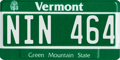 VT license plate NIN464