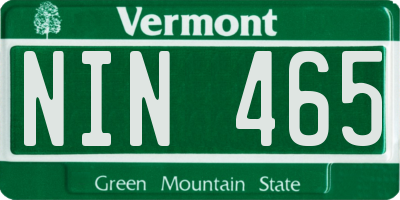 VT license plate NIN465