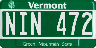 VT license plate NIN472