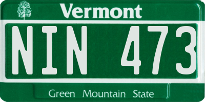 VT license plate NIN473