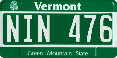 VT license plate NIN476