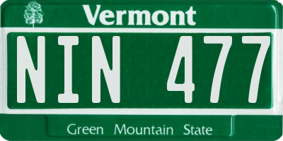 VT license plate NIN477