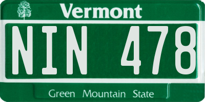 VT license plate NIN478