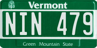 VT license plate NIN479