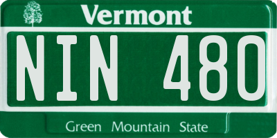 VT license plate NIN480