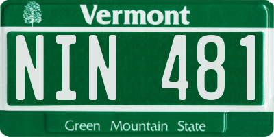 VT license plate NIN481