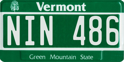 VT license plate NIN486