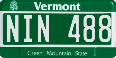 VT license plate NIN488