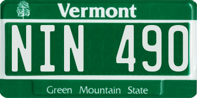 VT license plate NIN490