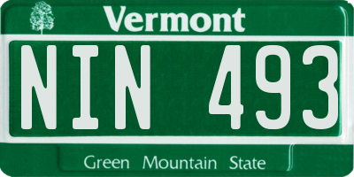 VT license plate NIN493