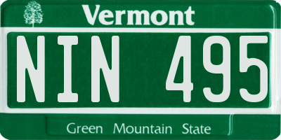 VT license plate NIN495
