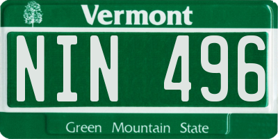 VT license plate NIN496