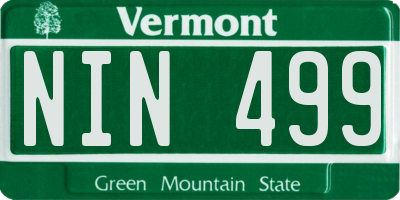 VT license plate NIN499