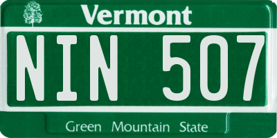 VT license plate NIN507