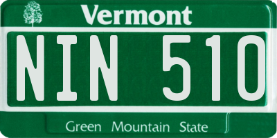 VT license plate NIN510