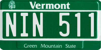 VT license plate NIN511
