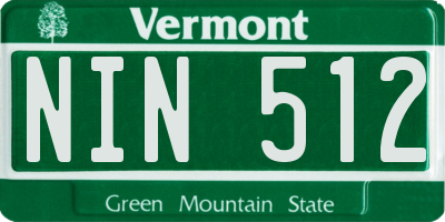VT license plate NIN512