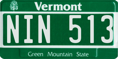 VT license plate NIN513