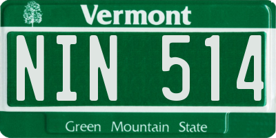 VT license plate NIN514