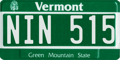 VT license plate NIN515
