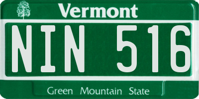 VT license plate NIN516