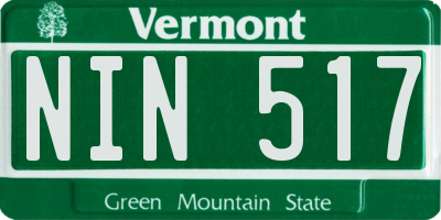 VT license plate NIN517